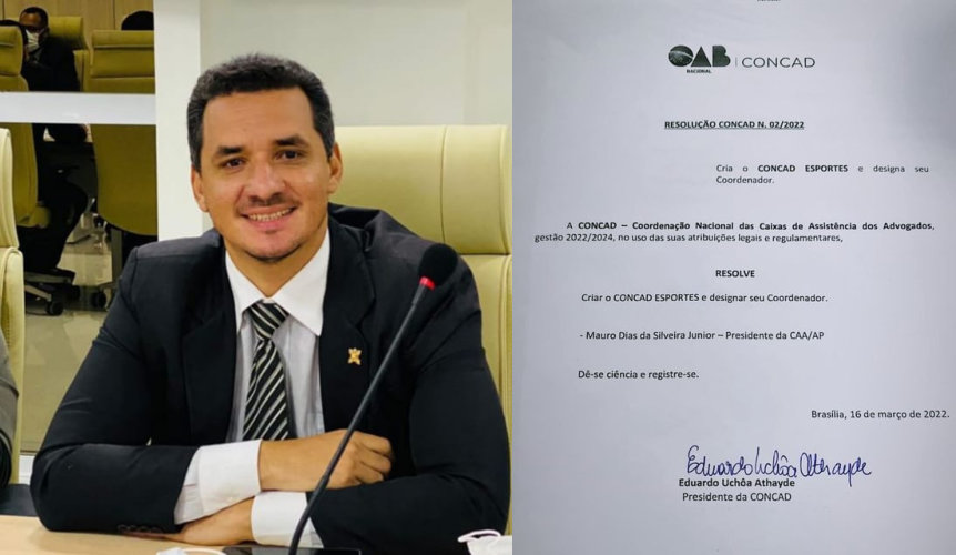 Amapaense Mauro Júnior assume a coordenação nacional do esporte das Caixas de Assistência - OAB/CONCAD